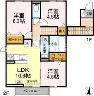 モンシャトー岐南II【2階】の間取り