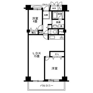 潮路東ハイツ54号棟【3階】の間取り