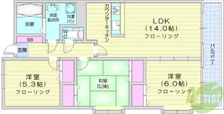 菊田参番館【7階】の間取り