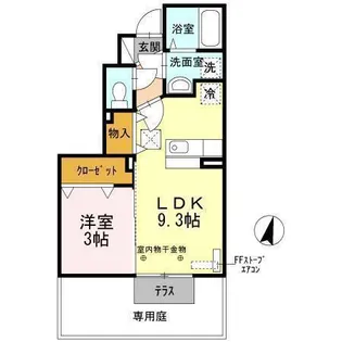グランツB C【1階】の間取り
