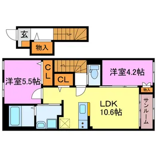 コンフォート三雲【2階】の間取り