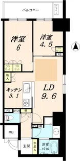 サンマイン北浜 1401【14階】の間取り