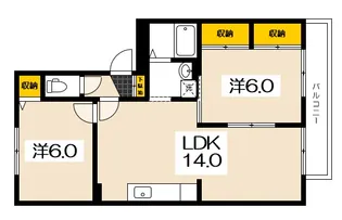 クレージュ中村【2階】の間取り