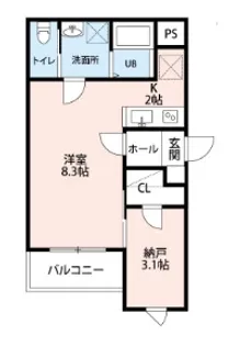 OUTRIGGER六十人町【2階】の間取り