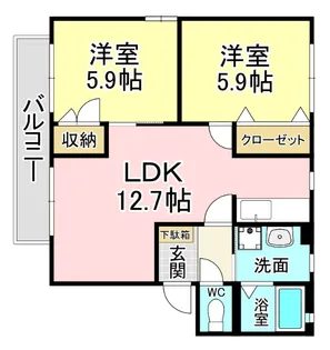 ハイツ四季の里 B棟【2階】の間取り