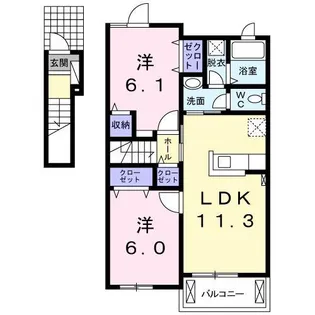 熊本県菊池市野間口【アパート】の間取り