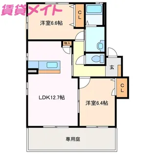 アンシャンテB【1階】の間取り