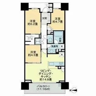 Brilliaレイクタウンパークサイド【15階】の間取り