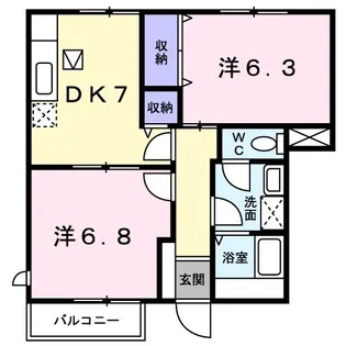 茨城県石岡市鹿の子2【アパート】の間取り