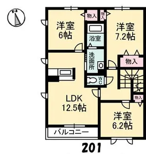ヴァンヴェール・ローズマリー A棟【2階】の間取り