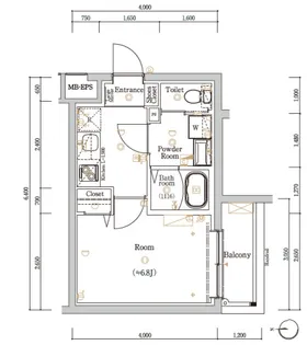 スカイコートソレア新丸子【4階】の間取り
