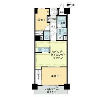 ライオンズマンション仙台堀川公園【8階】の間取り