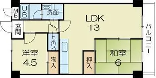 土山ヤングコーポ【1階】の間取り