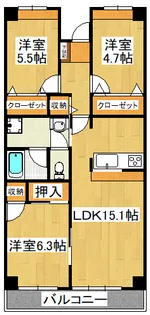 デュオフィール船橋夏見【3階】の間取り