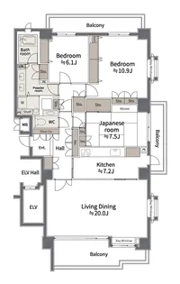 パークハウス多摩川南弐番館【6階】の間取り