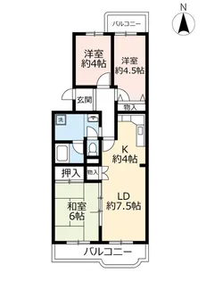 UR大山田松ノ木【4階】の間取り