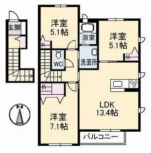 レジェルテ A棟【2階】の間取り
