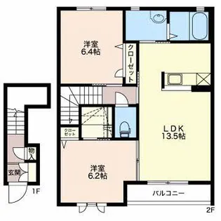 フロンティア琴塚 B【2階】の間取り
