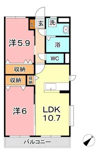 ラグゼール II【1階】の間取り