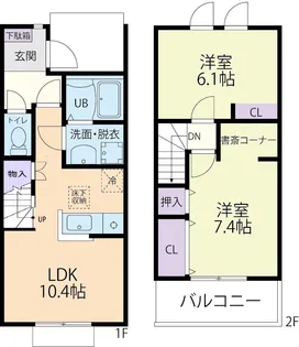 11/1(仮称)富士河口湖町テラスハウスCの間取り