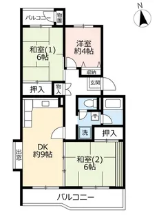 UR洛西新林北【1階】の間取り