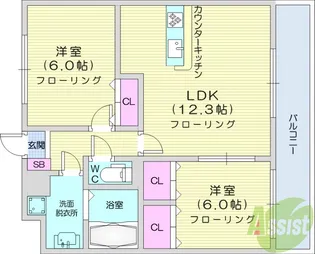 2LDKの間取り画像