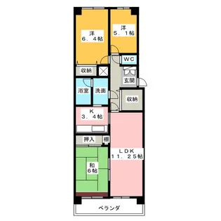 ヒューマンアイランド岩倉 B棟【8階】の間取り