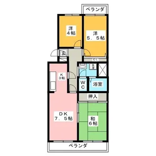 越谷シティハウス5号棟【2階】の間取り