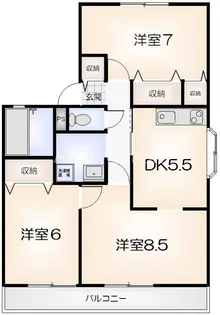 2LDKの間取り画像