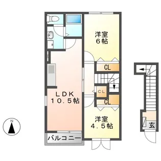 プチ・パステークB【2階】の間取り