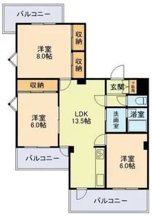 アローハイム健軍東【7階】の間取り