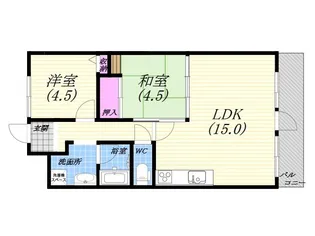 兵庫県芦屋市川西町【マンション】の間取り