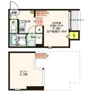 愛知県名古屋市南区呼続1【アパート】の間取り