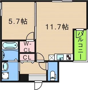 フジパレス西住之江III番館【1階】の間取り