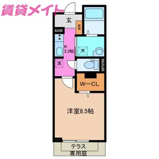 クレールリバー【1階】の間取り