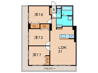 グランヴィラ-ジュ長寿ガ丘【1階】の間取り