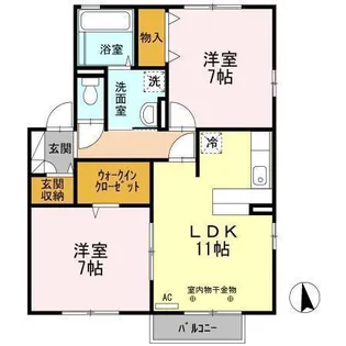 WEST NEW LEAF A・B【2階】の間取り