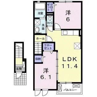 ガーデンプレイスB【2階】の間取り