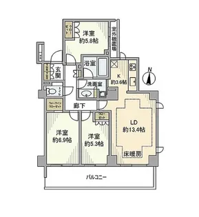 プラネスーペリア経堂 赤堤【2階】の間取り