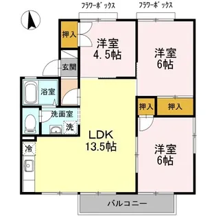 シャルム由比ヶ浜 C/D【2階】の間取り