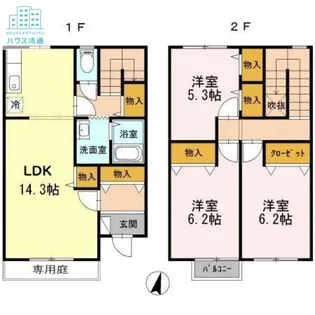 リースランド植松 B【1階】の間取り