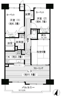 グランドメゾン江戸堀【6階】の間取り