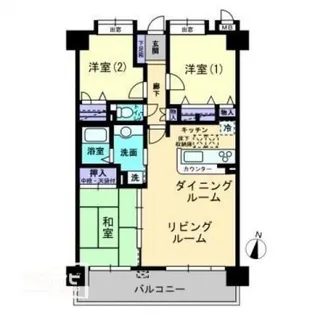 コアマンション九品寺【7階】の間取り