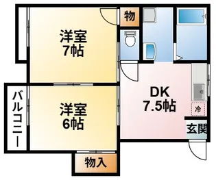 サニーフラットO【2階】の間取り