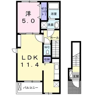 カーサ ヴェルジェ 睦【2階】の間取り