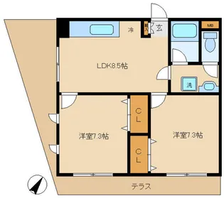 フラットフィールド【1階】の間取り