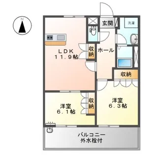 ソレアード・メゾンA【2階】の間取り