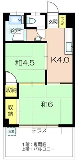 マンション安喜多1【1階】の間取り