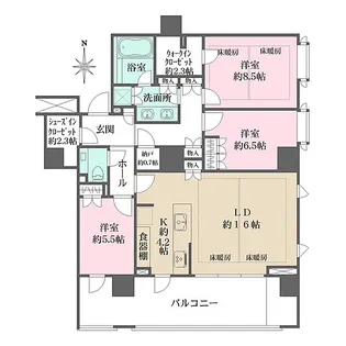 広尾ガーデンフォレスト椿レジデンスH棟【3階】の間取り