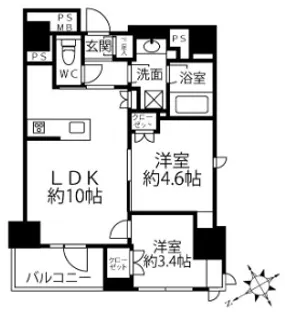 東京都中央区新富2【マンション】の間取り